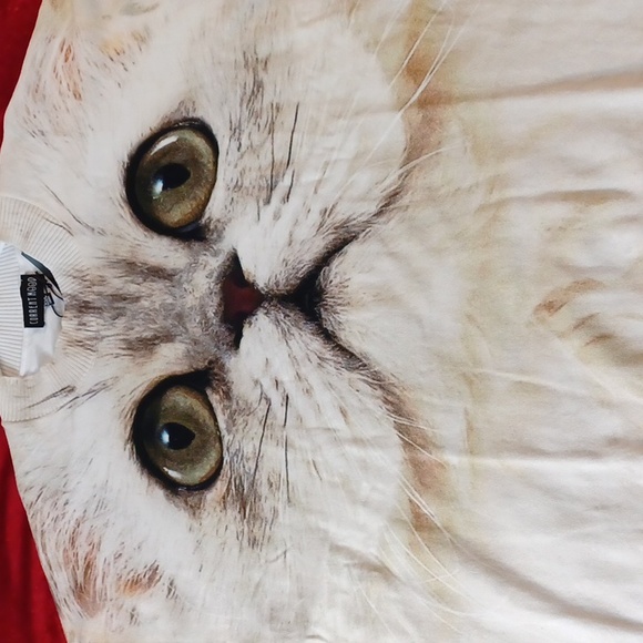 DOLLSKILL CURRENT MOOD XXL LONG-SLEEVED SWEATER WITH HUGE CAT FACE CREAM COLOR - Picture 12 of 12